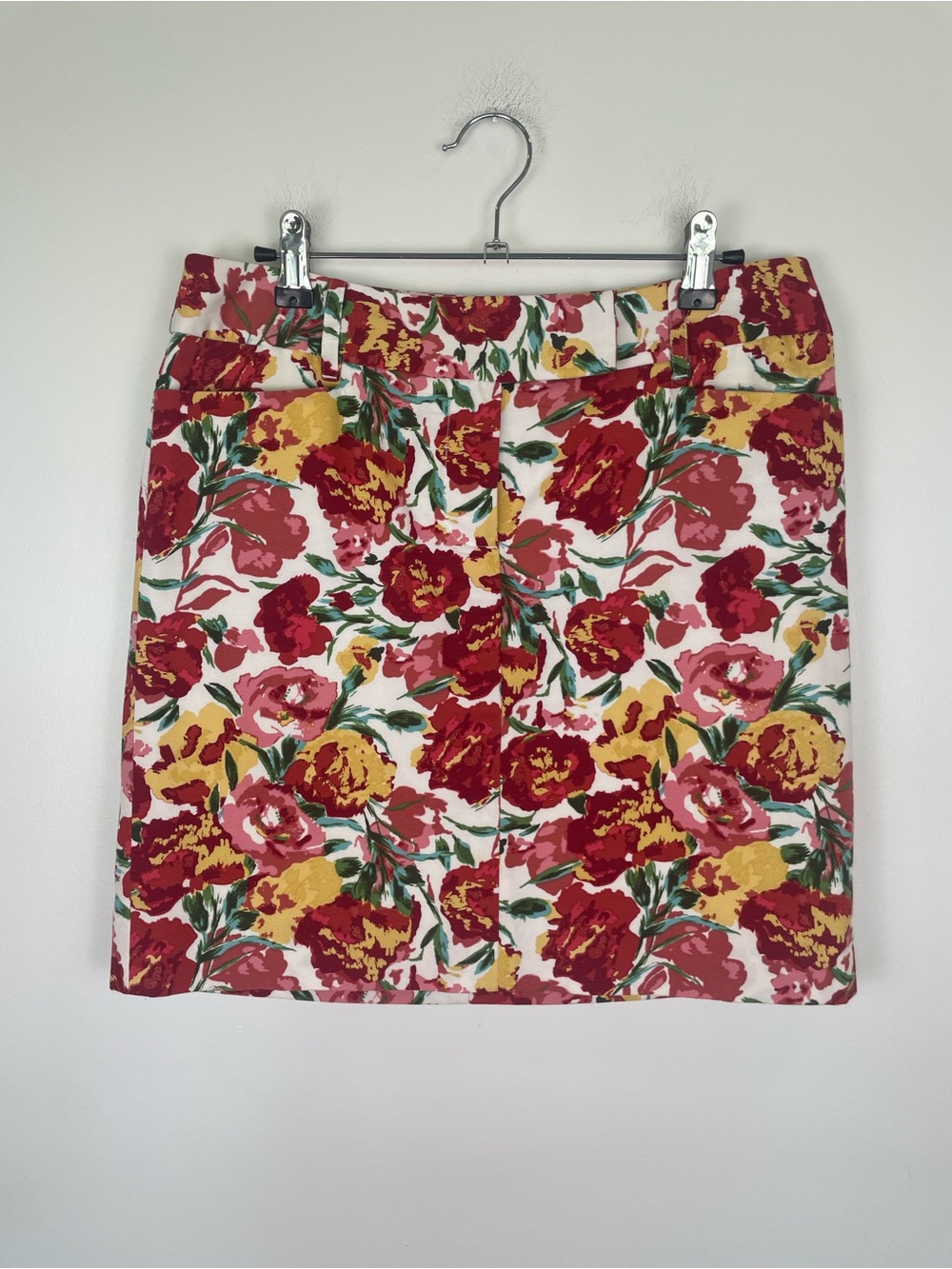LOFT Petites Floral Mini Skirt 4P Cottagecore Garden Party Cotton Red Pink